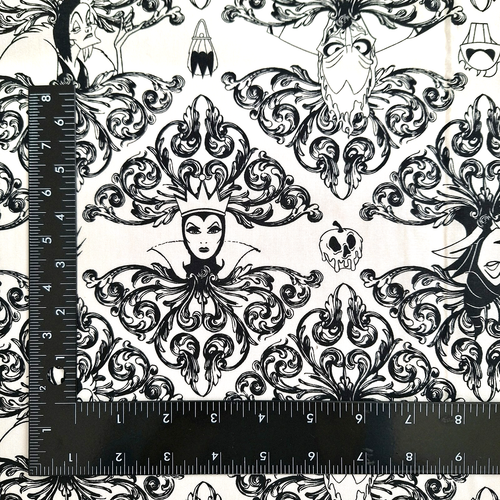Black White Quilting Cotton Fabric Villains Filigree Disney Springs 1.4 YD x 45" - Picture 11 of 23