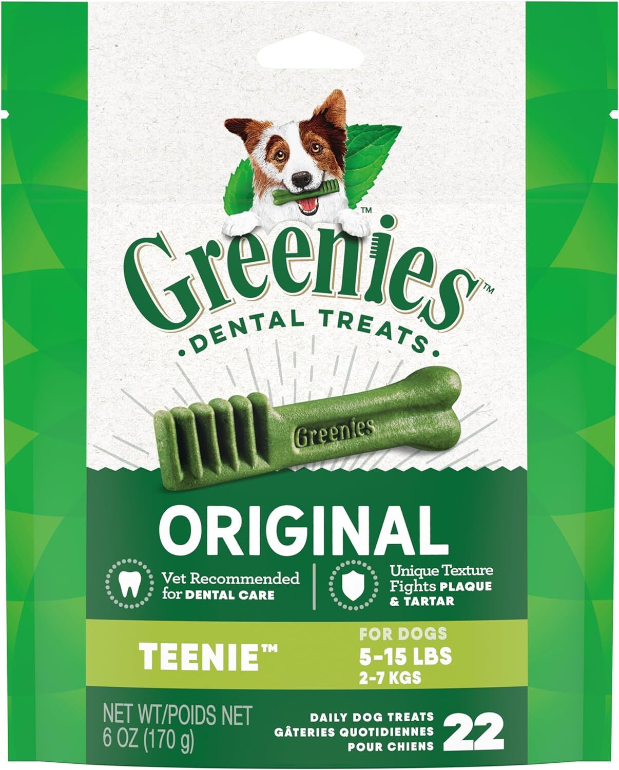 GREENIES Original TEENIE Natural Dental Care Dog Treats, 6 o