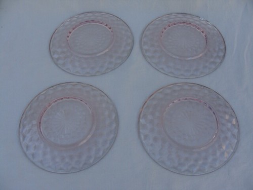 Pink Depression Jeannette Glas Würfel Rosa Muster, 4 Mittagessen Snack Teller 8" - Bild 7 von 9