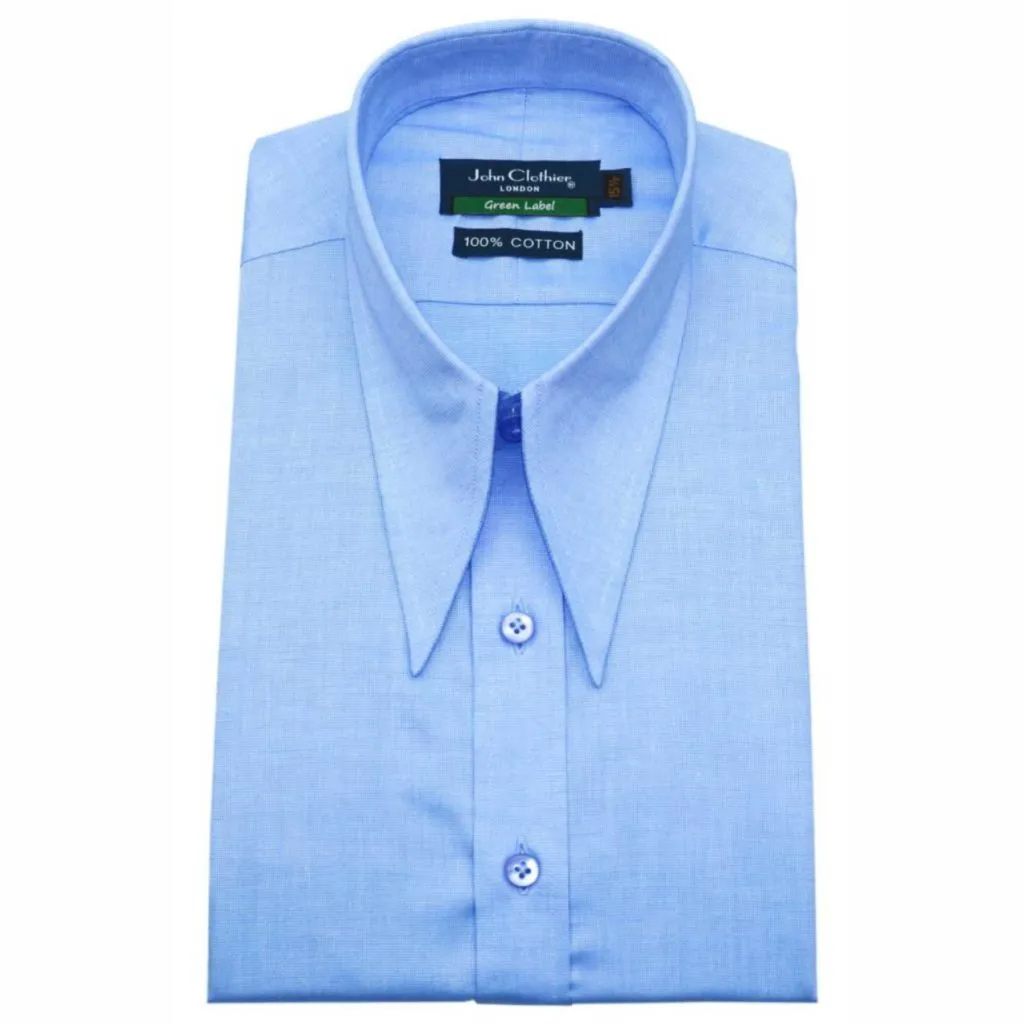 Fruncir el ceño brillante tobillo Goodfellas Revival Vintage Spear Wide Long Pointed Collar Blue Dress Shirt  Men's | eBay