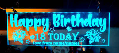 Happy Birthday LED Schild Banner 18. 21. 40. 50. 60. Party Schild