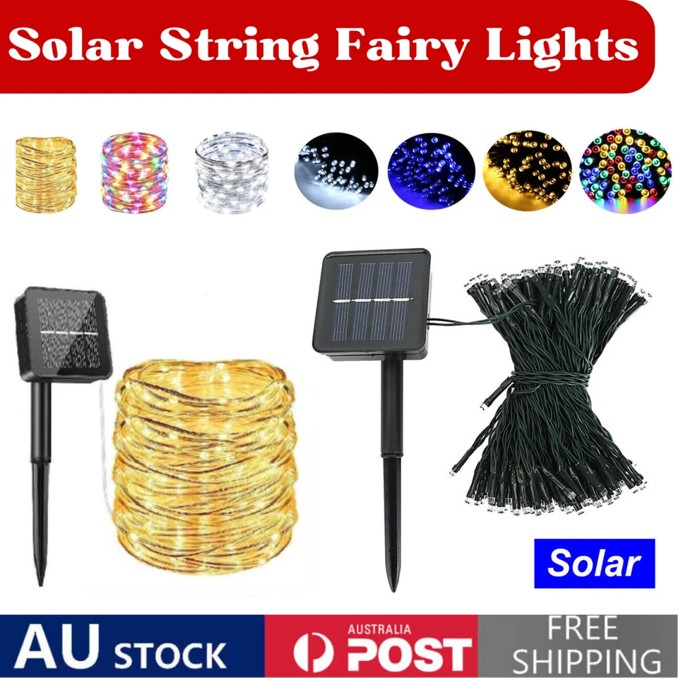 Solar Fairy String Lights 100/200/500 LED Outdoor Garden Christmas Party Decor