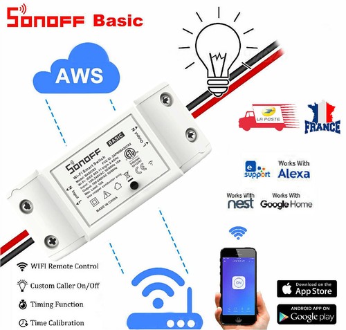Interrupteur WiFI DIY sans Fil SONOFF Basic compatible Smart Home Intelligent - Zdjęcie 1 z 9