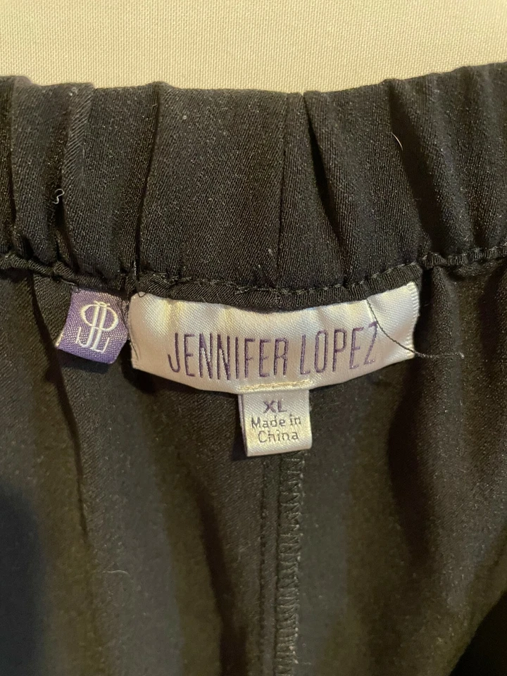 Jennifer Lopez JLo Black Pants Joggers Size XL Elastic Waist Ribbed Ankles - Image 2 of 3