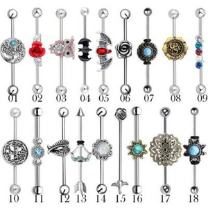 14G-Industrial-Barbell-Surgical-Steel-Scaffold-Ear-Bar-Earrings-Piercing-Jewelry