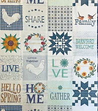 Spring Hill Farm by Dainna Swartz 4 Benartex 44"X24" Panel Farm Life 28 Squares