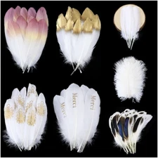 10-50PCS White Feathers Crafts Jewelry Headdress Ostrich Peacock Wedding Decor