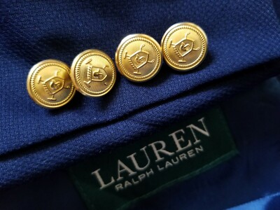 42R Ralph Lauren Polo Gold hopsack COOLMAX Blue Loose