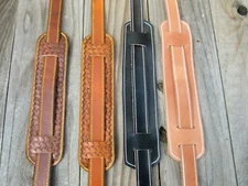 SKINNY PADDED LEATHER GUITAR STRAP NATURAL-SADDLE TAN-DARK BROWN-BLACK  WESTERN