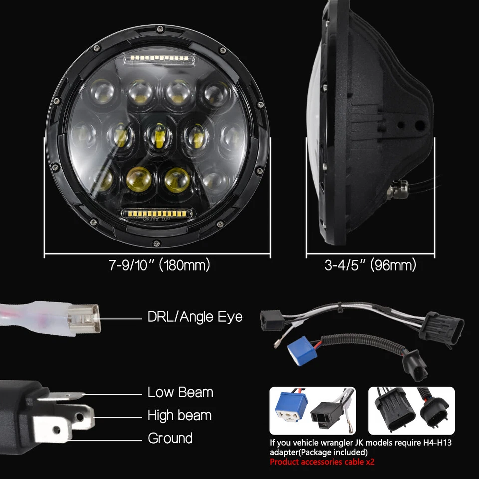 Faro LED 7" + luz de paso antiniebla para Harley Davidson Road King Electra Glide Foto 3 de 4