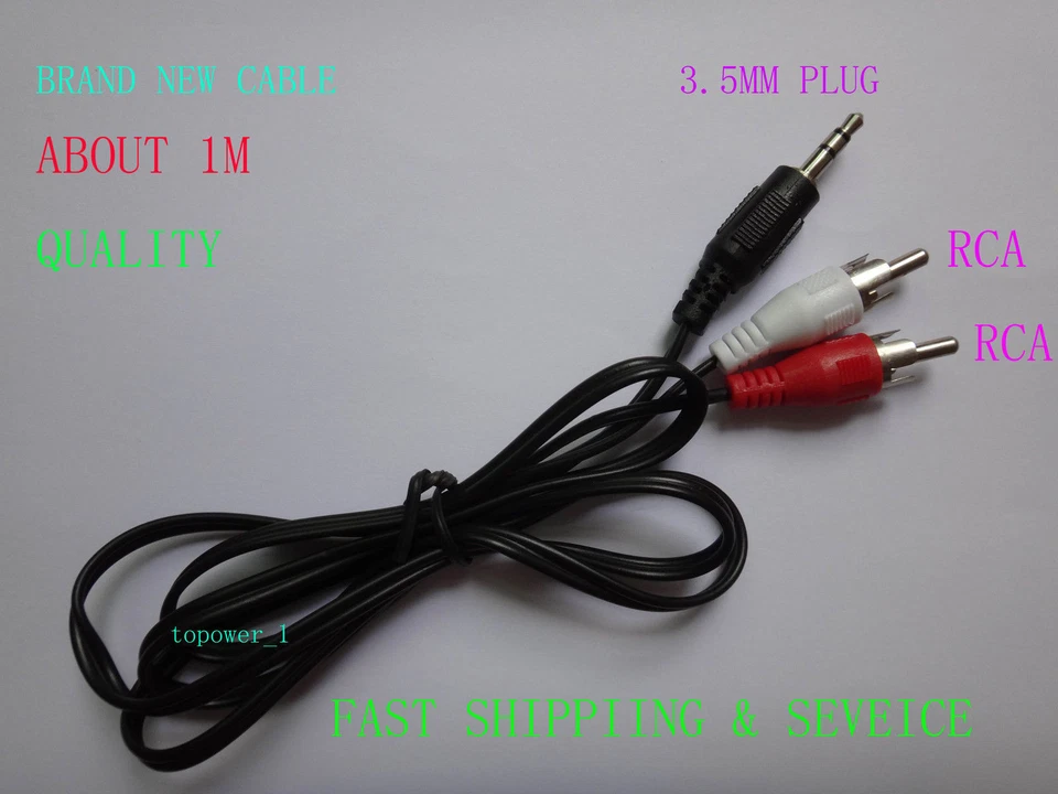 1/8" Male Stereo Mini plug Jack TO 2 RCA Stereo Phono Audio Speaker CABLE 3.5mm - Image 2 of 4
