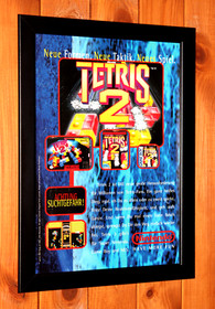 1993 Tetris 2 Nintendo SNES NES Game Boy Vintage Poster / Ad Page Art Framed
