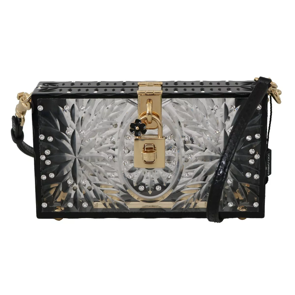 NIB DOLCE & GABBANA Sicily Clear Plexiglass Cinderella Box Clutch shoulder  bag