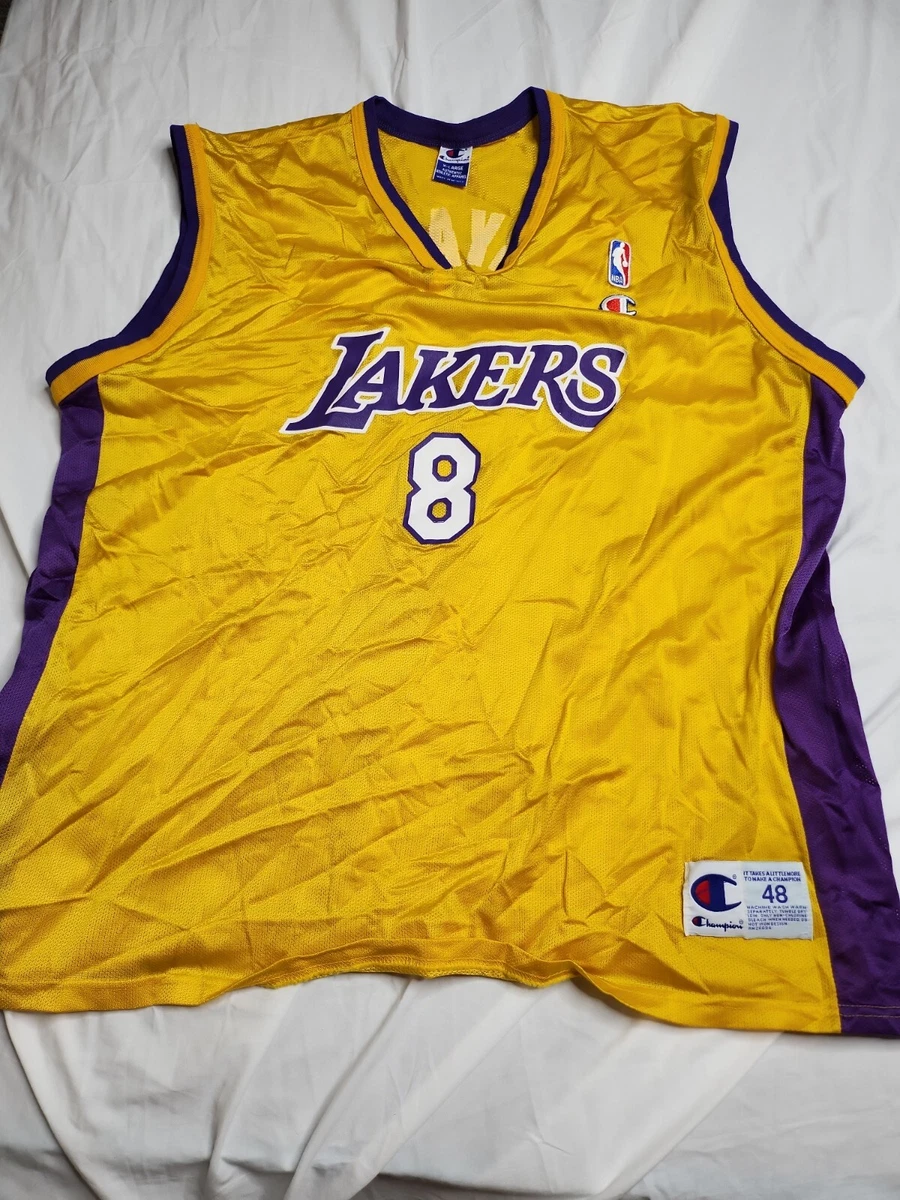 LOS ANGELES LAKERS BASKETBALL SHIRT JERSEY CHAMPION KOBE BRYANT #8 sz 48