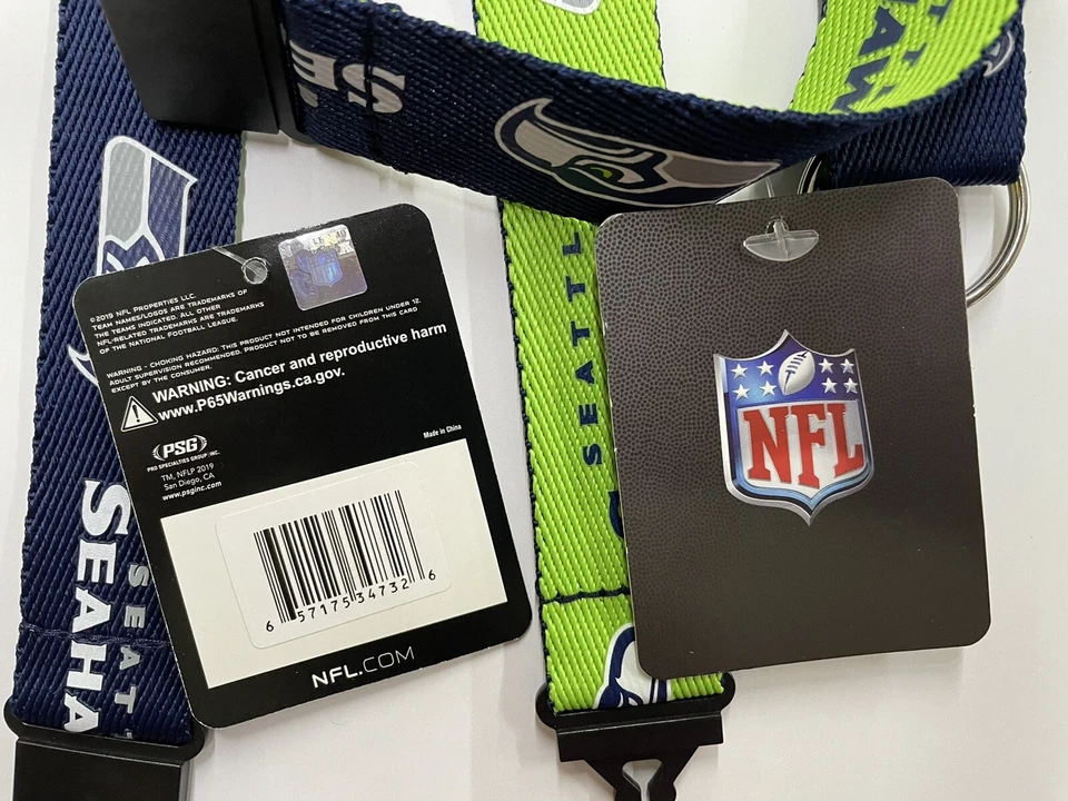 Seattle Seahawks Football Lanyard Clip Detachable Keychain (Pack of 2) - Image 2 of 2