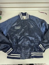 Vintage Budweiser Light Jacket Satin Shiny XL Beer Snap Button USA 80s BLH