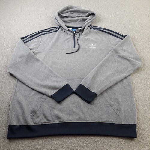 Adidas Mens Hoodie XL Grey Navy Jumper Sweatshirt Trefoil Firebird Originals SST