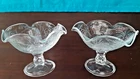 Vtg Set of 2 Glass Handmade in Poland Footed depression Sherbert Dessert  Dish