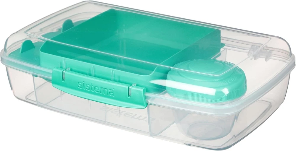 Clear 1.76L Bento Box with Secure Locking Clips for Easy Food Storage