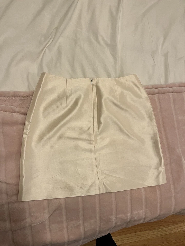 NWT Oscar By Oscar De La Renta Womens Ivory Silk Mini Skirt Size 6P - Image 3 of 4