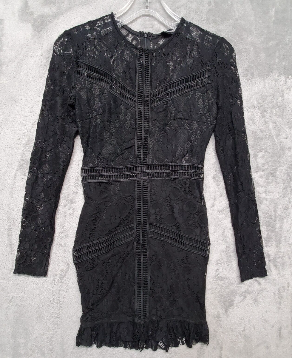 Womens Dresses Black Pleated Detail Frill Hem Bodycon Dress Pretty