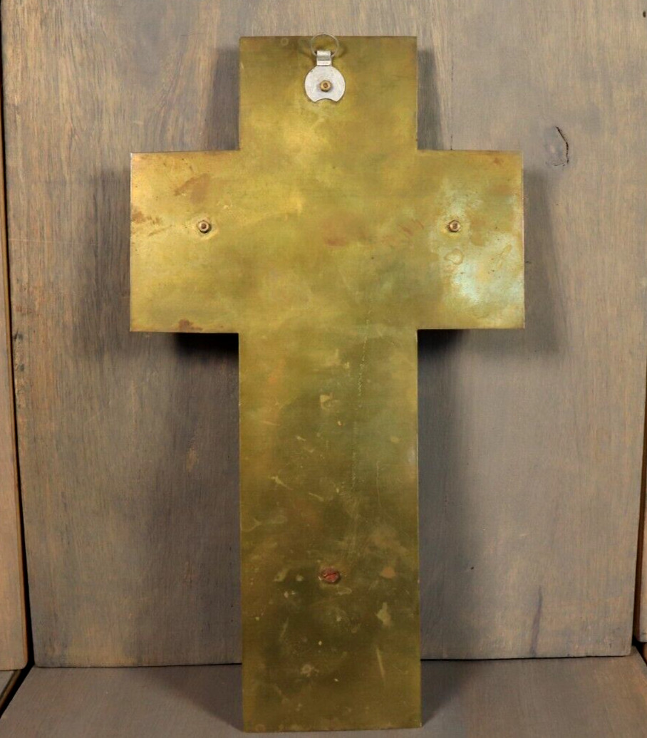 Antique French White Onyx Marble Gilt Wall Cross Crucifix -Ships DDP to USA