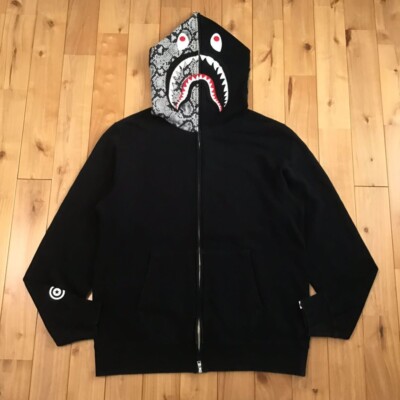[XL]Bapeシャークフーディー 黒black A BATHING APE 2013 BAPE Snake shark full zip hoodie Black A Bathing Ape Size XL