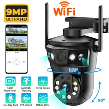 3 Lens Screen 9MP WiFi Camera Outdoor Home Security IR Cam Waterproof Dustproof