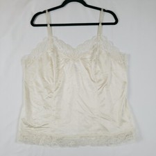 Vintage Sliperfection Camisole Top Womens Plus 2X Ivory Nylon Coquette Sissy