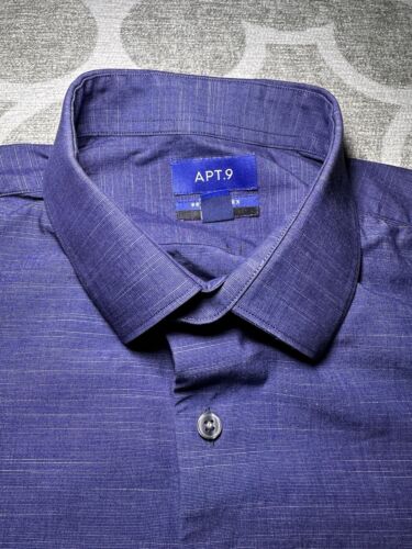 Camisa con botones APT.9 para hombre talla L azul oscuro manga larga cuello algodón nueva - Imagen 6 de 16
