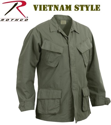 OD Green Vintage Military Rip-Stop Vietnam Era BDU Fatigue Shirt Rothco 4687 | eBay