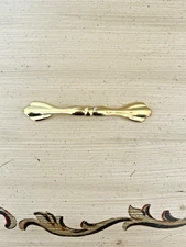 34  Brass Spoon Foot Pull, 3" Centers Polished Brass Cabinet Handles