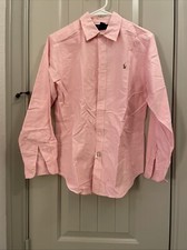 Boys Button Up Ralph Lauren Collared Long Sleeve Dress Shirt Size 16