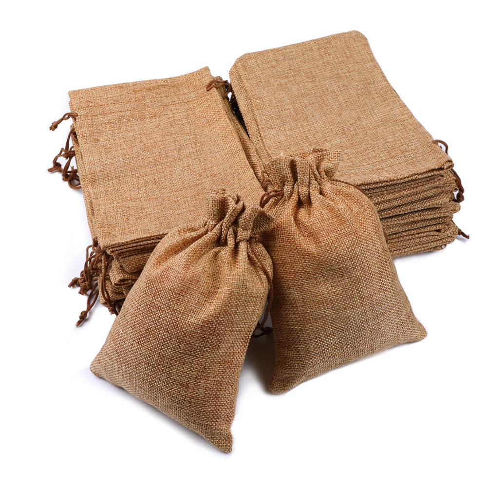 25/50/100x Burlap Wedding Favor Bags Linen Jewelry Pouches Jute