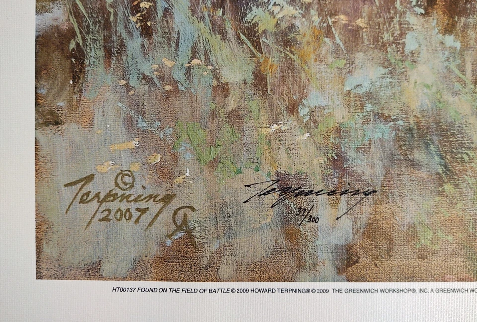 FOUND ON FIELD OF BATTLE 37/300 por Howard Terpning Lienzo Giclee Impresión Como Nuevo Foto 3 de 4