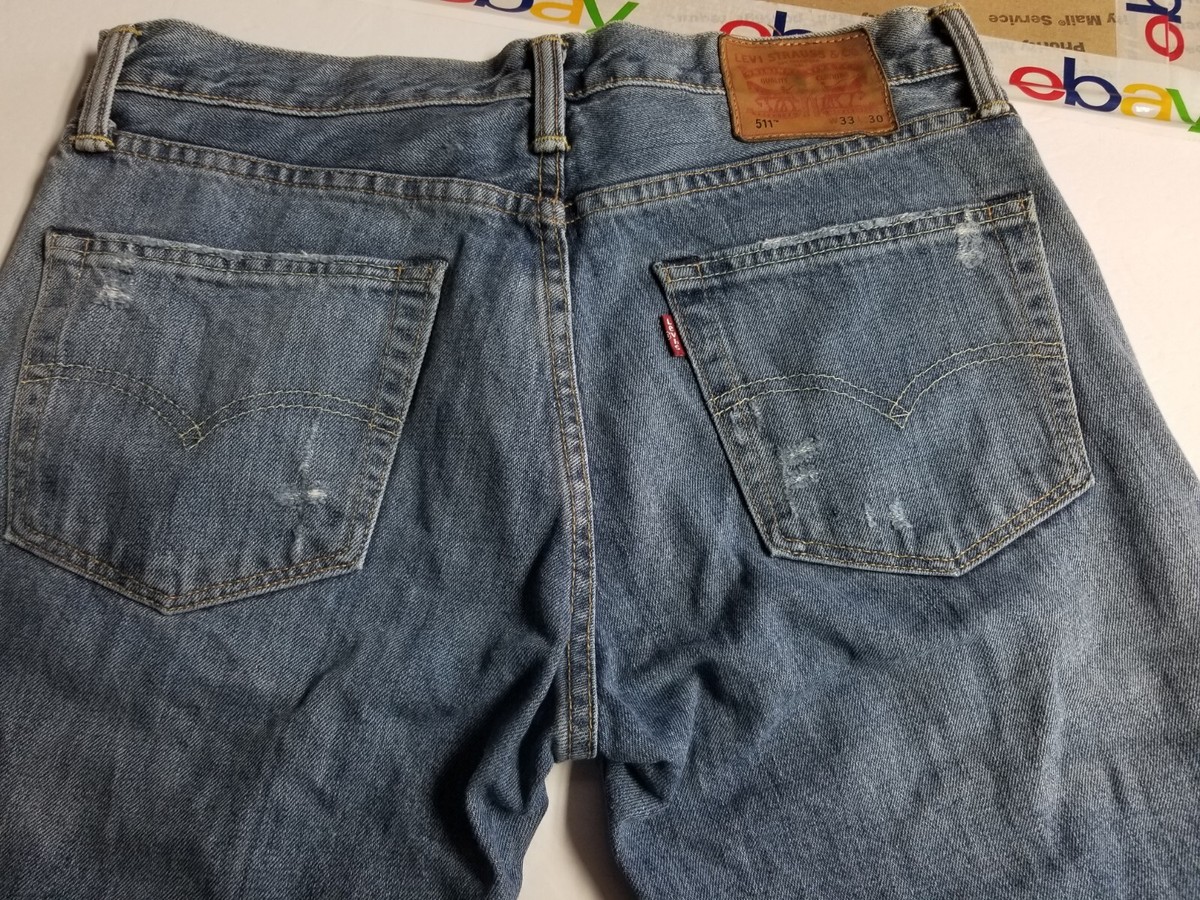 Levi's 511 Men Jeans 33x30 Blue Denim Slim Straight Mid Rise