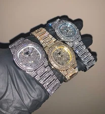 18k Gold/White Gold Rounded Square ICED-OUT Personalized Custom Watch