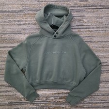 Sweat-shirt femme à manches longues en coton coupé vert taille S