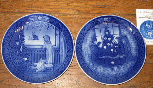 Royal Copenhagen Danimarca Set di 10 piatti natalizi blu 1980-1989 usati in ottime condizioni - Foto 4 di 11