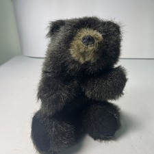 Vintage Furry Folk Puppets Folkmanis Black Bear Made in USA Stuffed Animal Toy