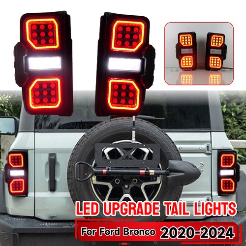 For Ford Bronco 2020-2024 Upgrade LED Tail light Rear Brake Lamp Smoke Len - Foto 2 di 8