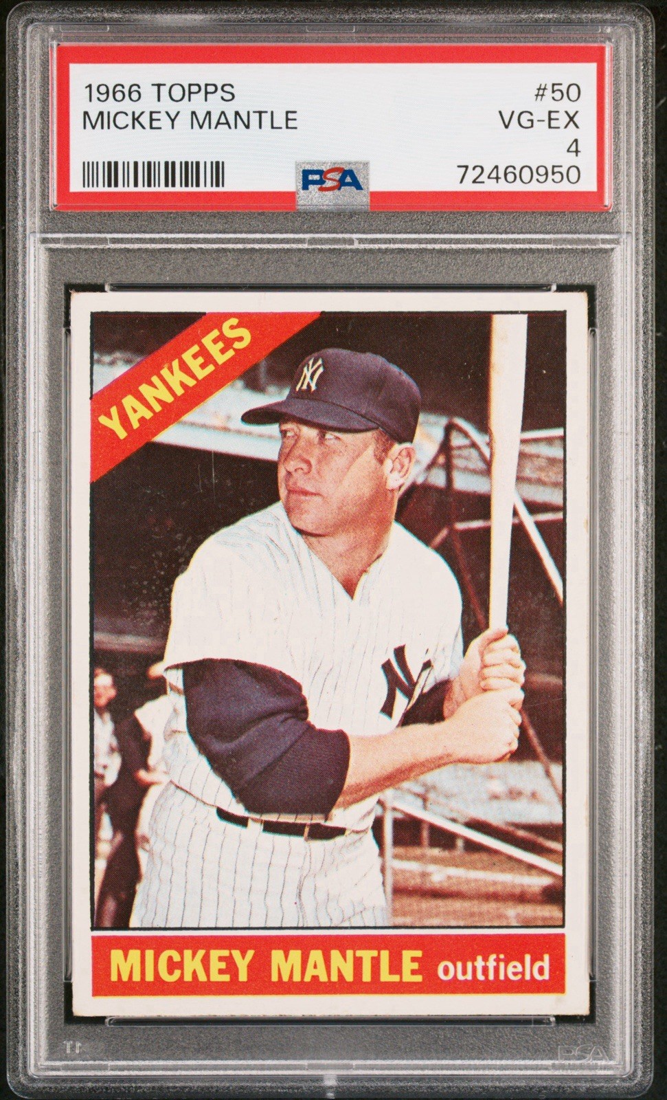 1966 Topps Mickey Mantle PSA 4 Great Eye Appeal/Centering view 1