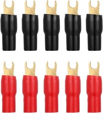 Spade Terminal Connectors 10 Pack 4 Gauge Fork Crimp Plugs Speaker Wire Cable