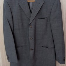 Balmain Grey Stretch Blazer Suit Jacket L 42in Chest Notch Collar Button