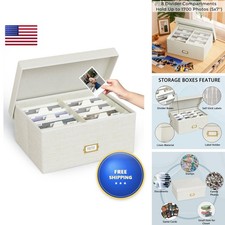 Jolensoy DHZPSNH Linen Photo Storage Box Organizer, Holds 1700 Pictures, 5x7