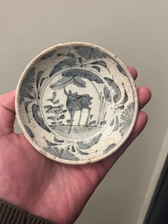 Chinese Antique Porcelain Dish Ming Dynasty 17th Century Kraak Blue and White