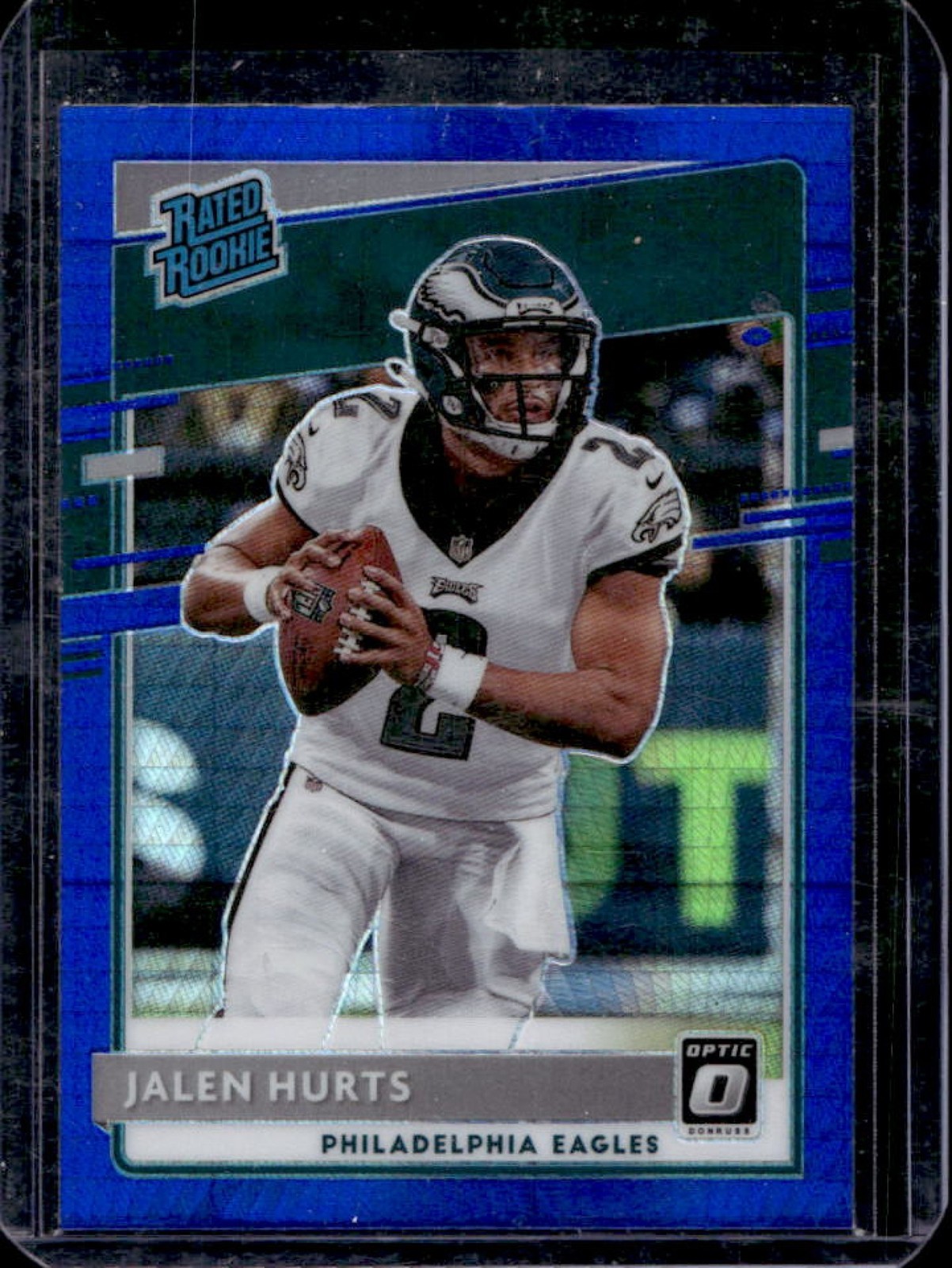 2020 Donruss Optic Jalen Hurts Blue Hyper Prizm Rookie RC #164 Eagles