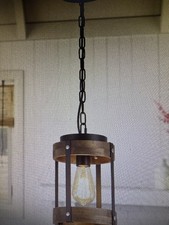 Rustic Farmhouse Wood Pendant Light Fixture One-Light Adjustable Small 1 pack