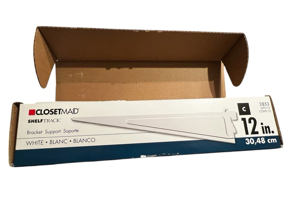 Closetmaid 2853 12" Soporte de oruga de estante blanco - Paquete de 12 Foto 3 de 4