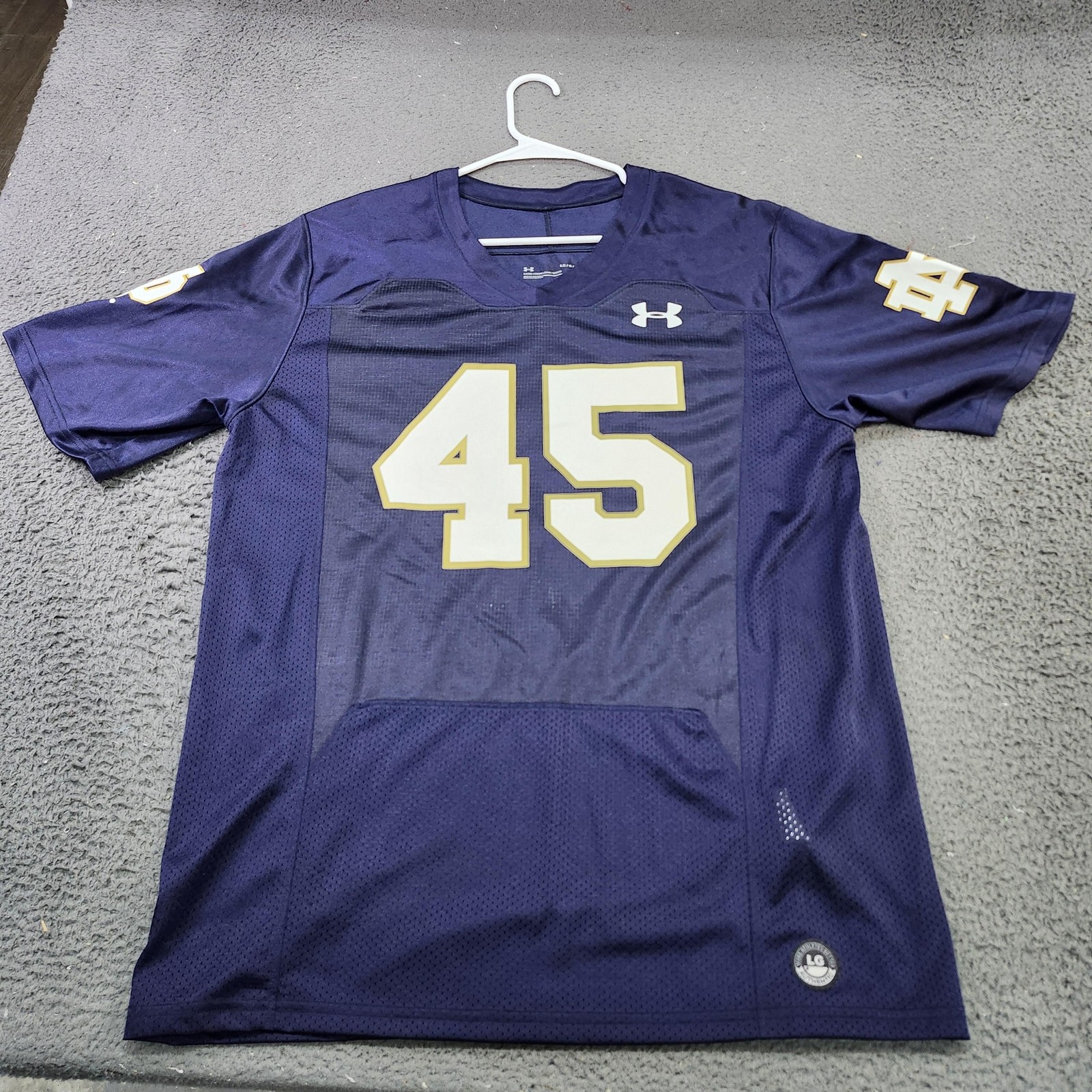 Notre Dame Fighting Irish Jersey Mens Large Blue NCAA Football Under Armour 45